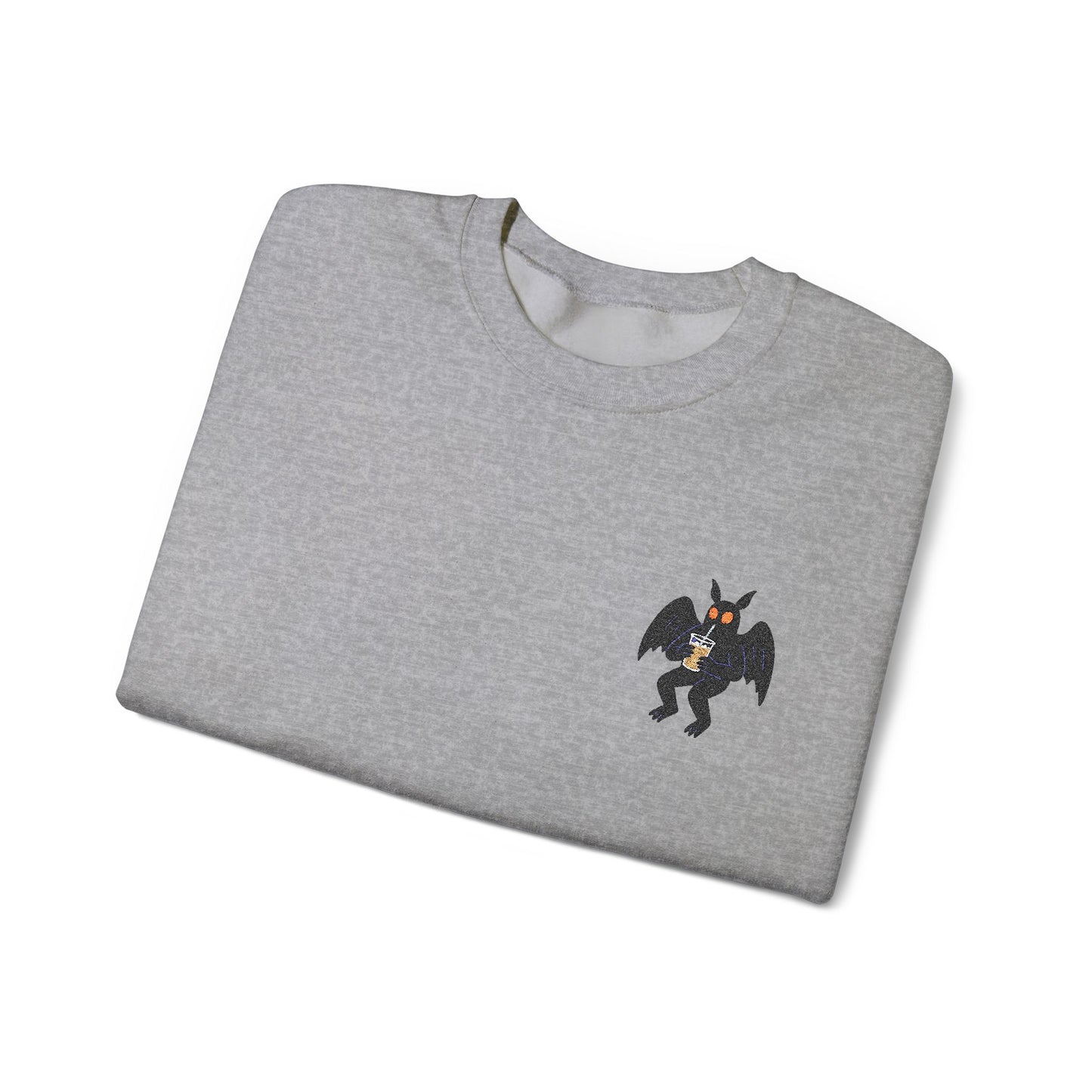 Mothman embroidered crewneck sweatshirt, cryptid creature design on chest – Southern Cryptid Co.