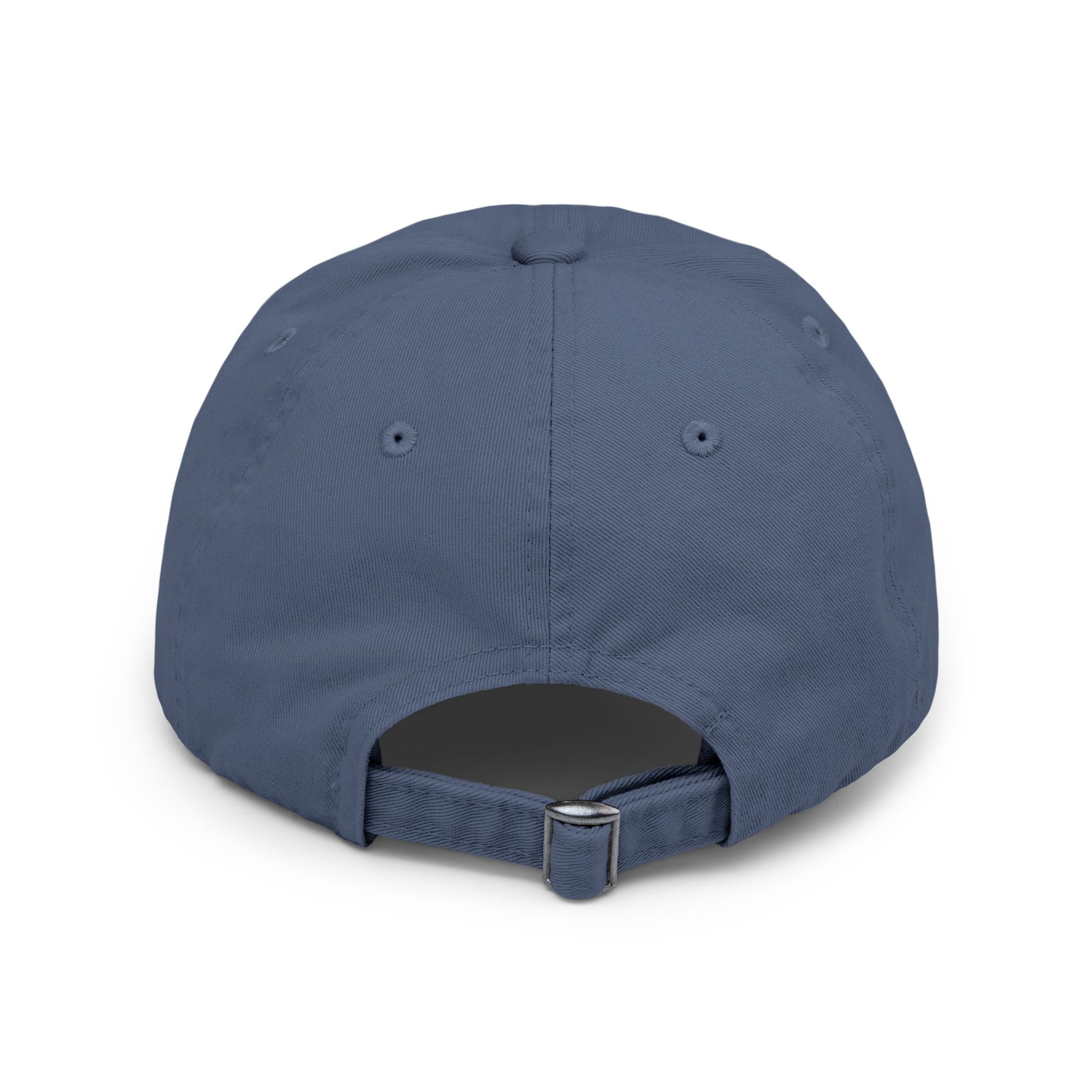 Distressed dad hat with Southern Cryptid Co. logo featuring Mothman holding a pint of beer.