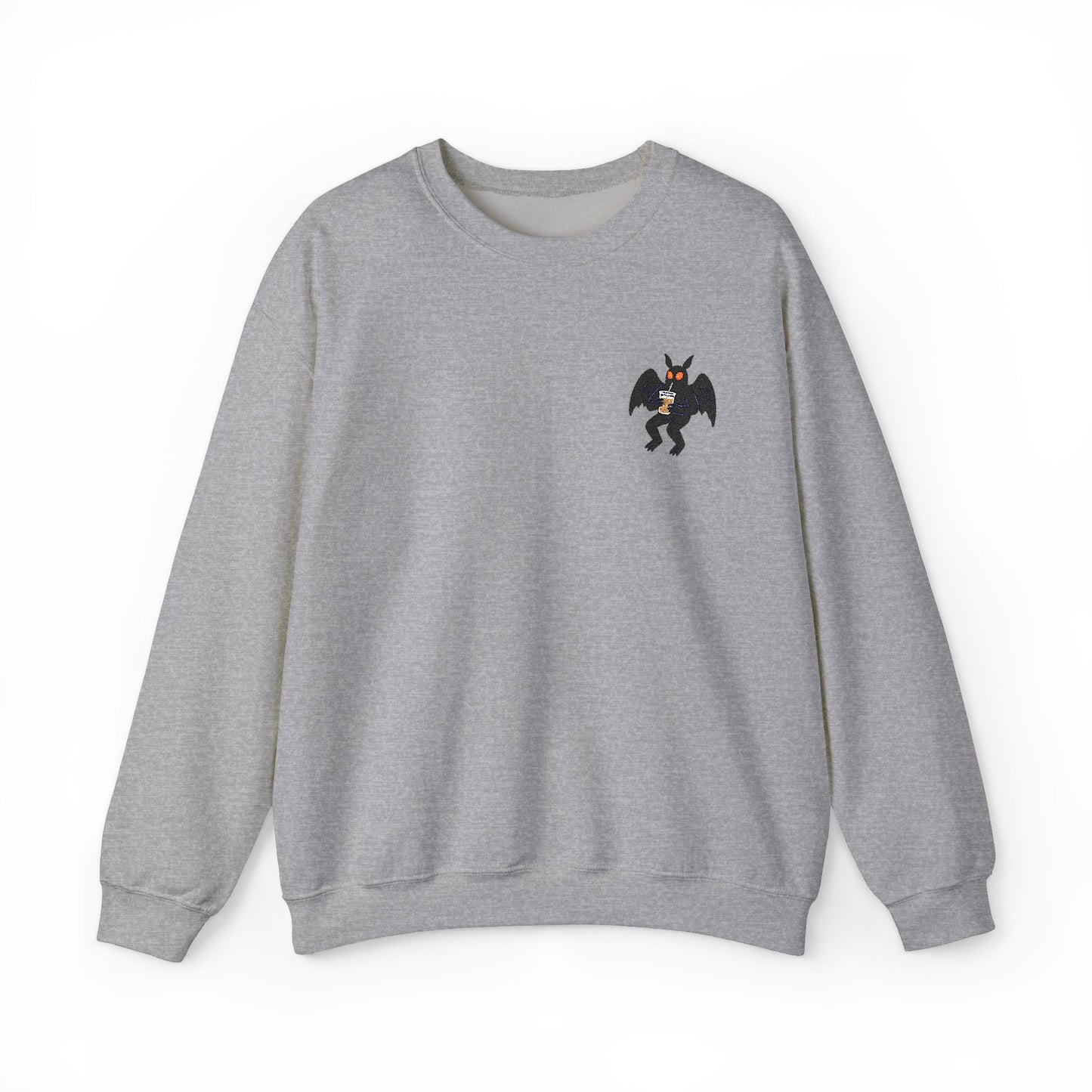Mothman embroidered crewneck sweatshirt, cryptid creature design on chest – Southern Cryptid Co.