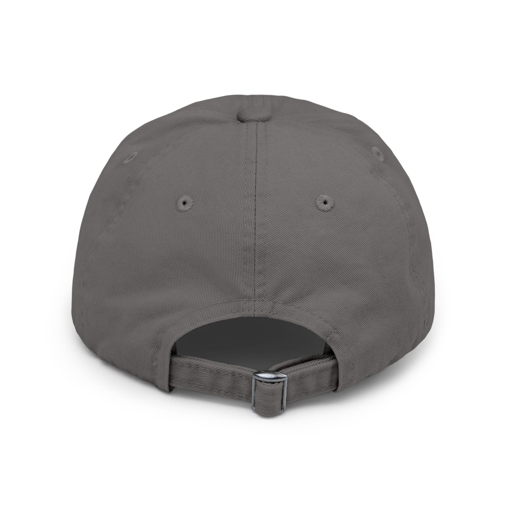 Distressed dad hat with Southern Cryptid Co. logo featuring Mothman holding a pint of beer.