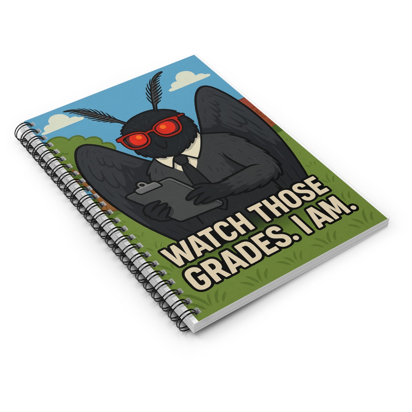 Professor Mothman spiral notebook, 6x8 journal with cryptid design – Southern Cryptid Co.