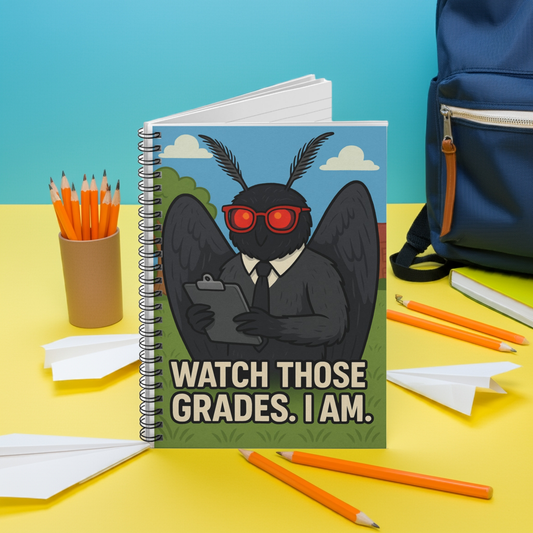 Professor Mothman Spiral Notebook – 6″×8″ Journal for Students & Teachers
